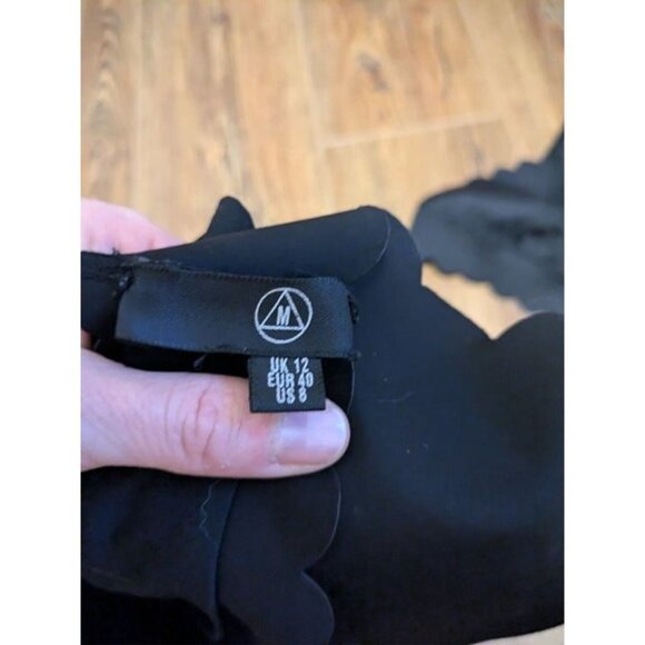 Missguided Black Scalloped Bikini Top & High Waisted Bottom Swimsuit US 8 - Picture 3 of 3